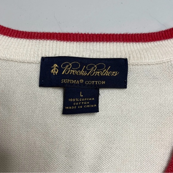 Mens Brooks Brothers White Multicolor Argyle Supima Cotton Sweater Large - Picture 2 of 5